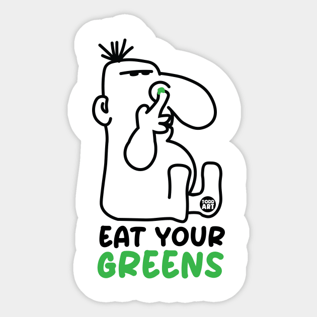EAT GREENS Sticker by toddgoldmanart